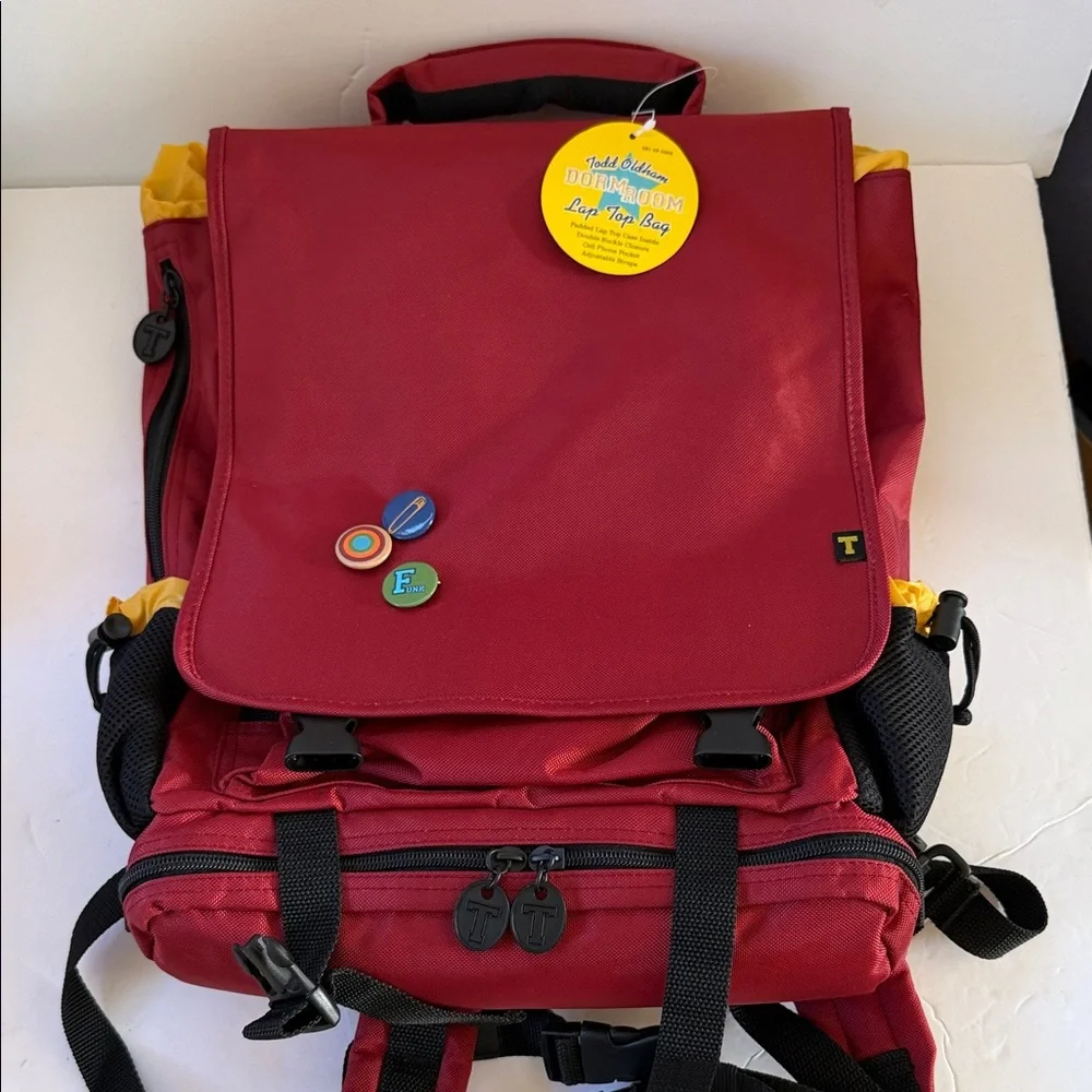 New Vintage Todd Oldham Laptop Bagpack, Red